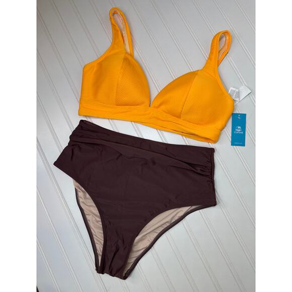NWT Cupshe Two Piece Swimsuit Bikini Bralette & Triangle High Waist BUNDLE Sz L - Picture 3 of 6